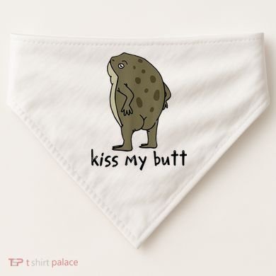 Kiss My Butt Funny Frog USA-Made Doggie Bandana