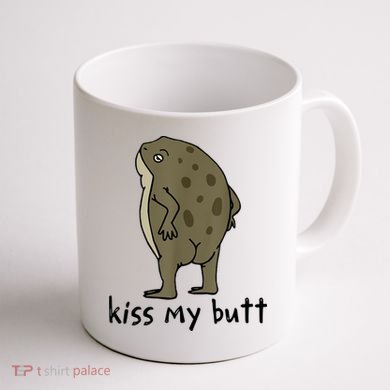 Kiss My Butt Funny Frog Coffee Mug back