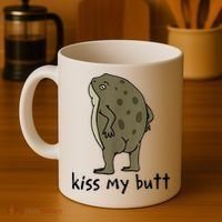 Kiss My Butt Funny Frog Coffee Mug thumb 4