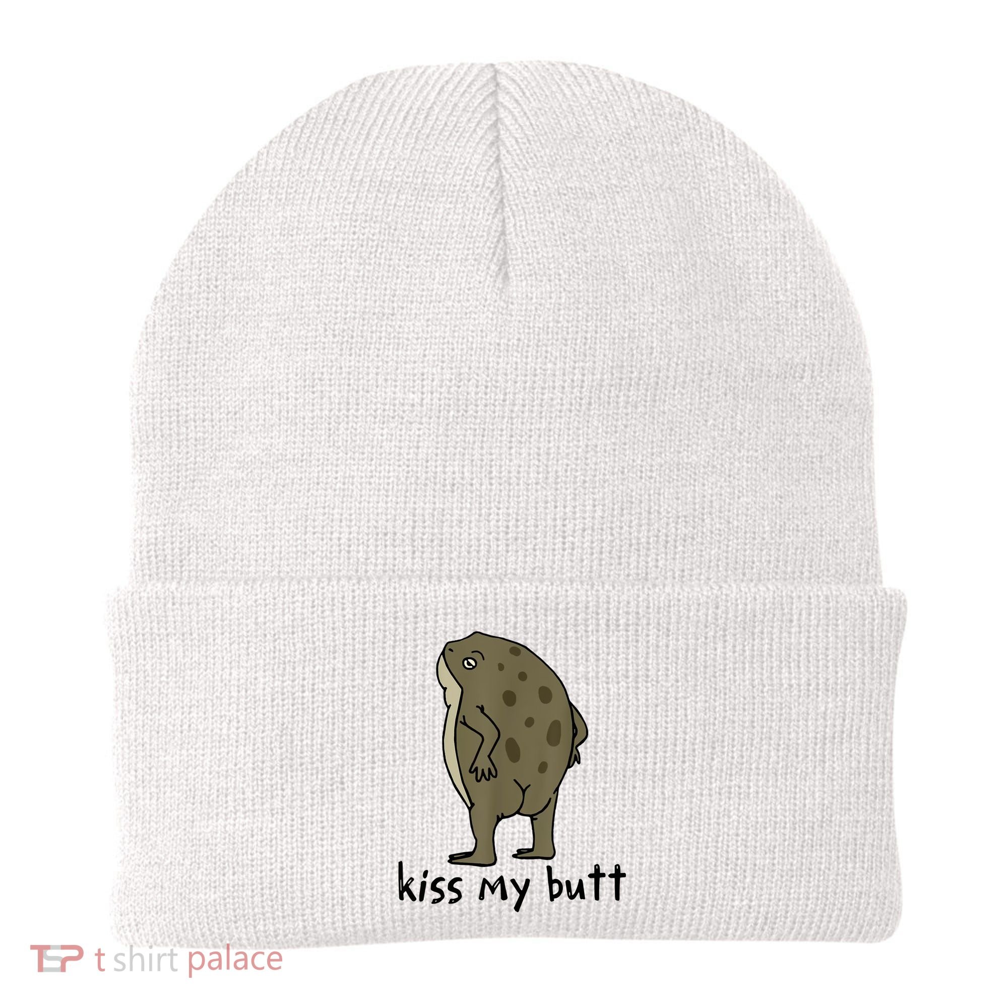 Kiss My Butt Funny Frog Beanie