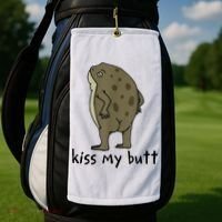 Kiss My Butt Funny Frog Golf Towel thumb 2