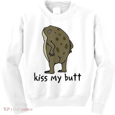 Kiss My Butt Funny Frog Kids Sweatshirt