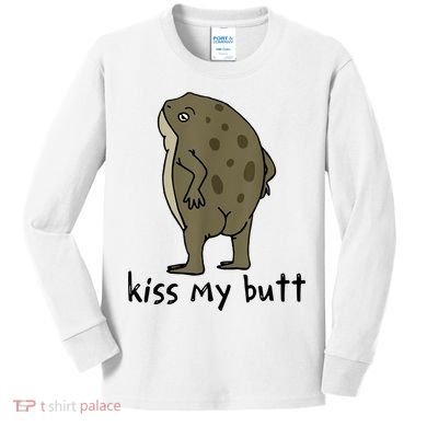 Kiss My Butt Funny Frog Kids Long Sleeve Shirt