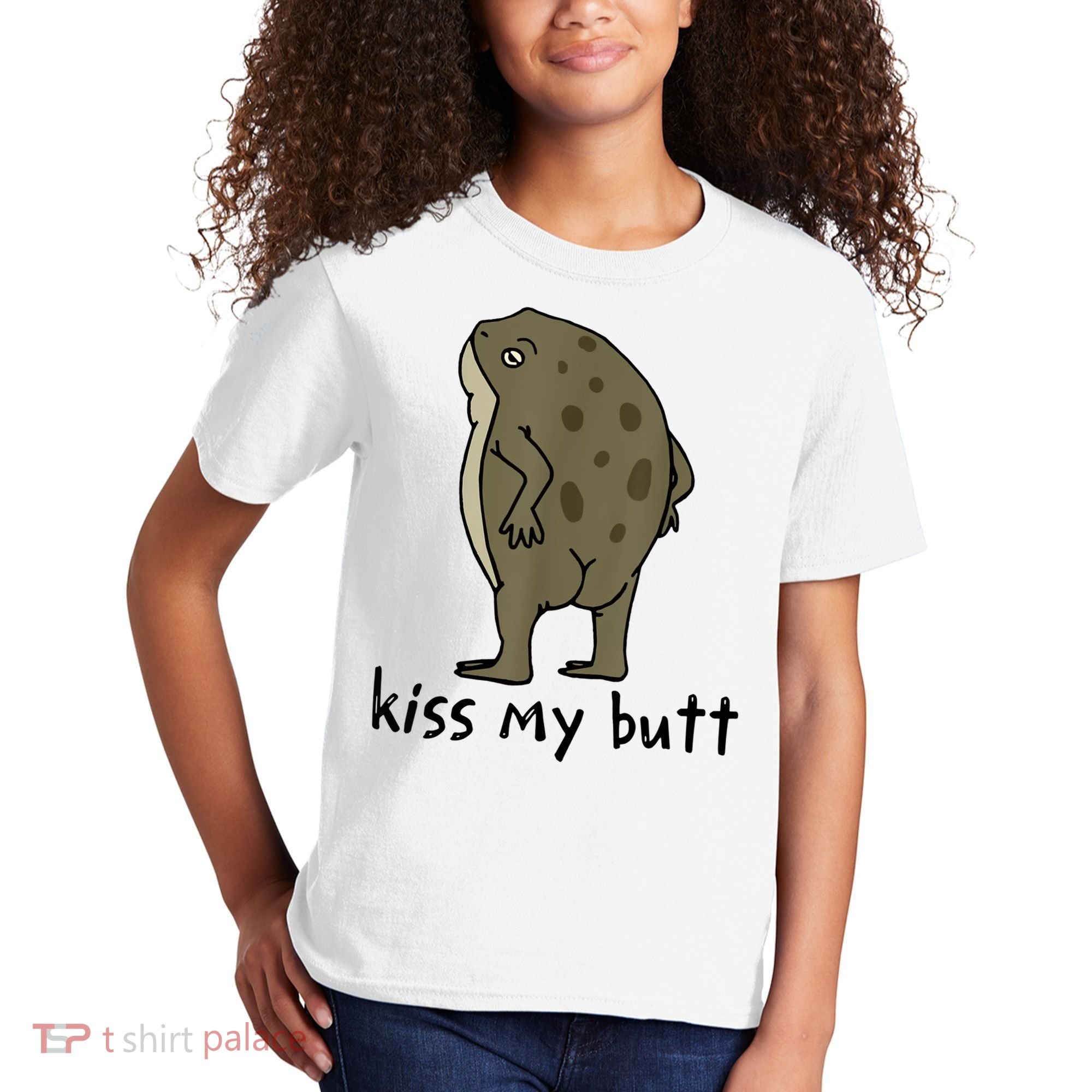 Kiss My Butt Funny Frog Kids T-Shirt