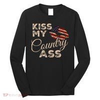 Kiss My Country Ass Patriotic Grunge Flag Lips Long Sleeve Shirt thumb 0