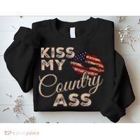 Kiss My Country Ass Patriotic Grunge Flag Lips Sweatshirt thumb 2