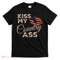 Kiss My Country Ass Patriotic Grunge Flag Lips T-Shirt thumb 0