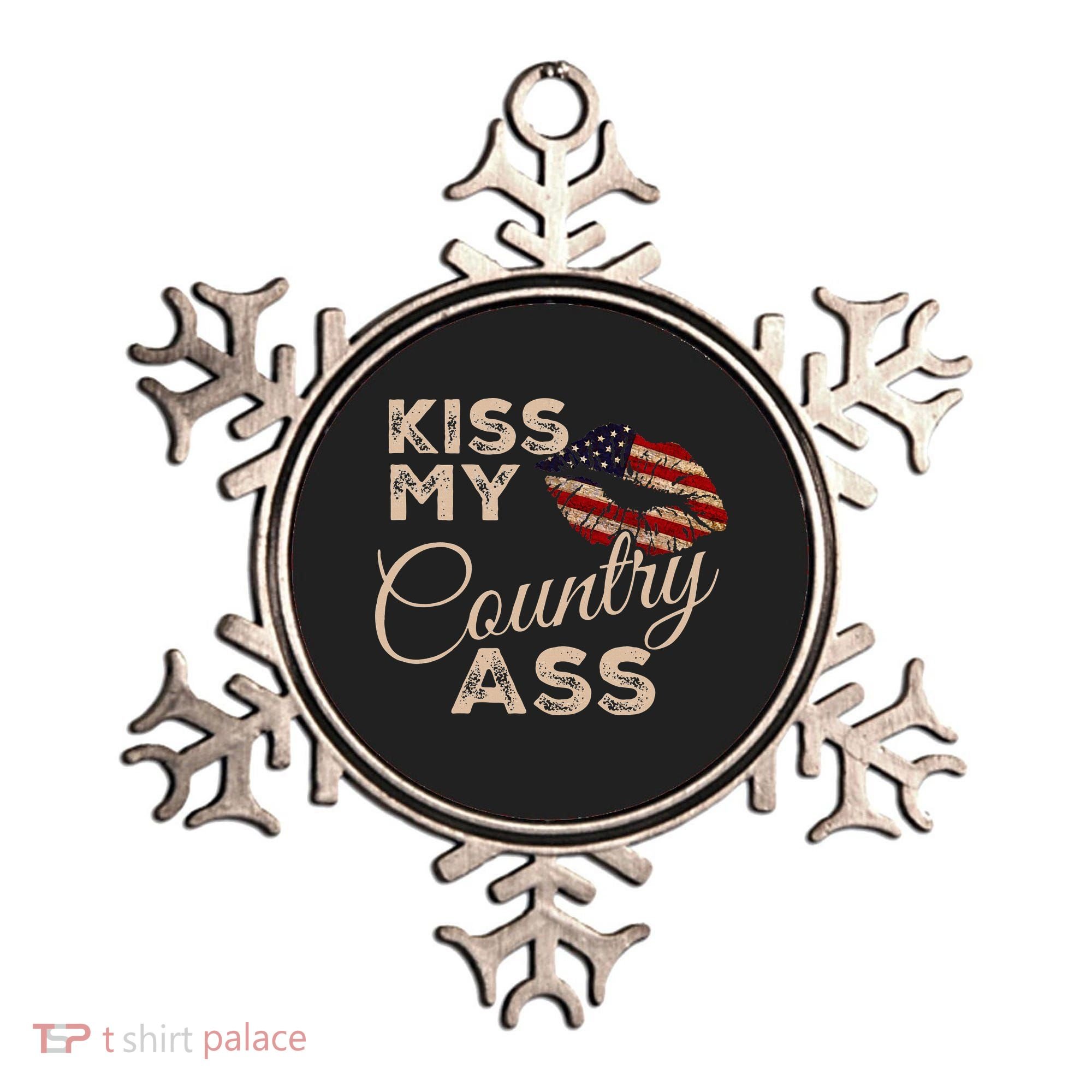 Kiss My Country Ass Patriotic Grunge Flag Lips Ornament