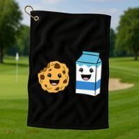 Kawaii Milk Chocolate Chip Cookie Golf Towel thumb 1