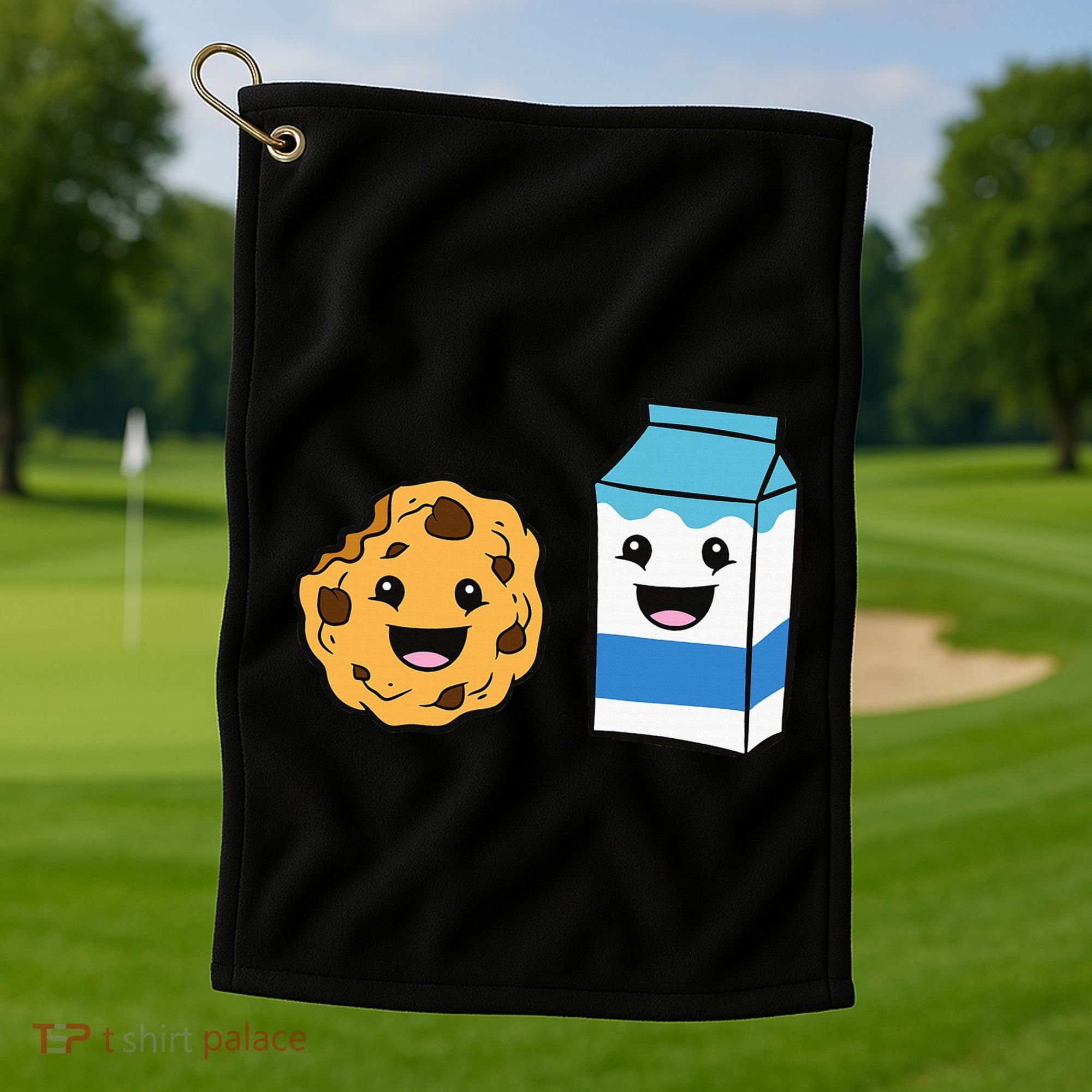 Kawaii Milk Chocolate Chip Cookie Golf Towel