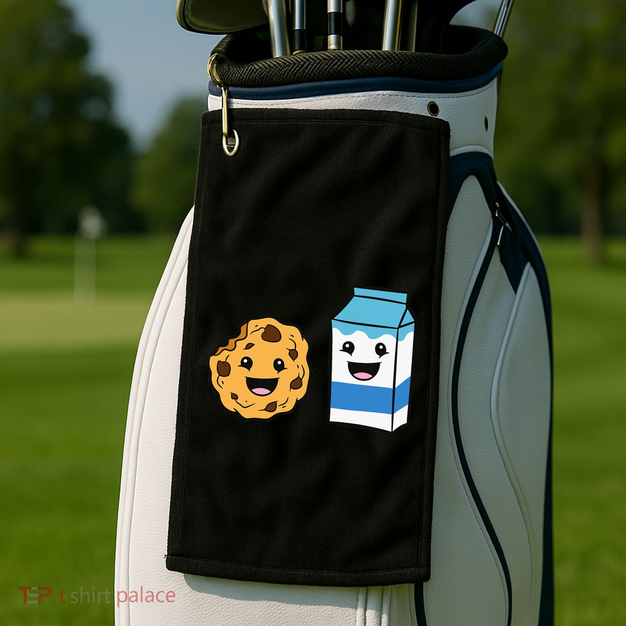 Kawaii Milk Chocolate Chip Cookie Golf Towel