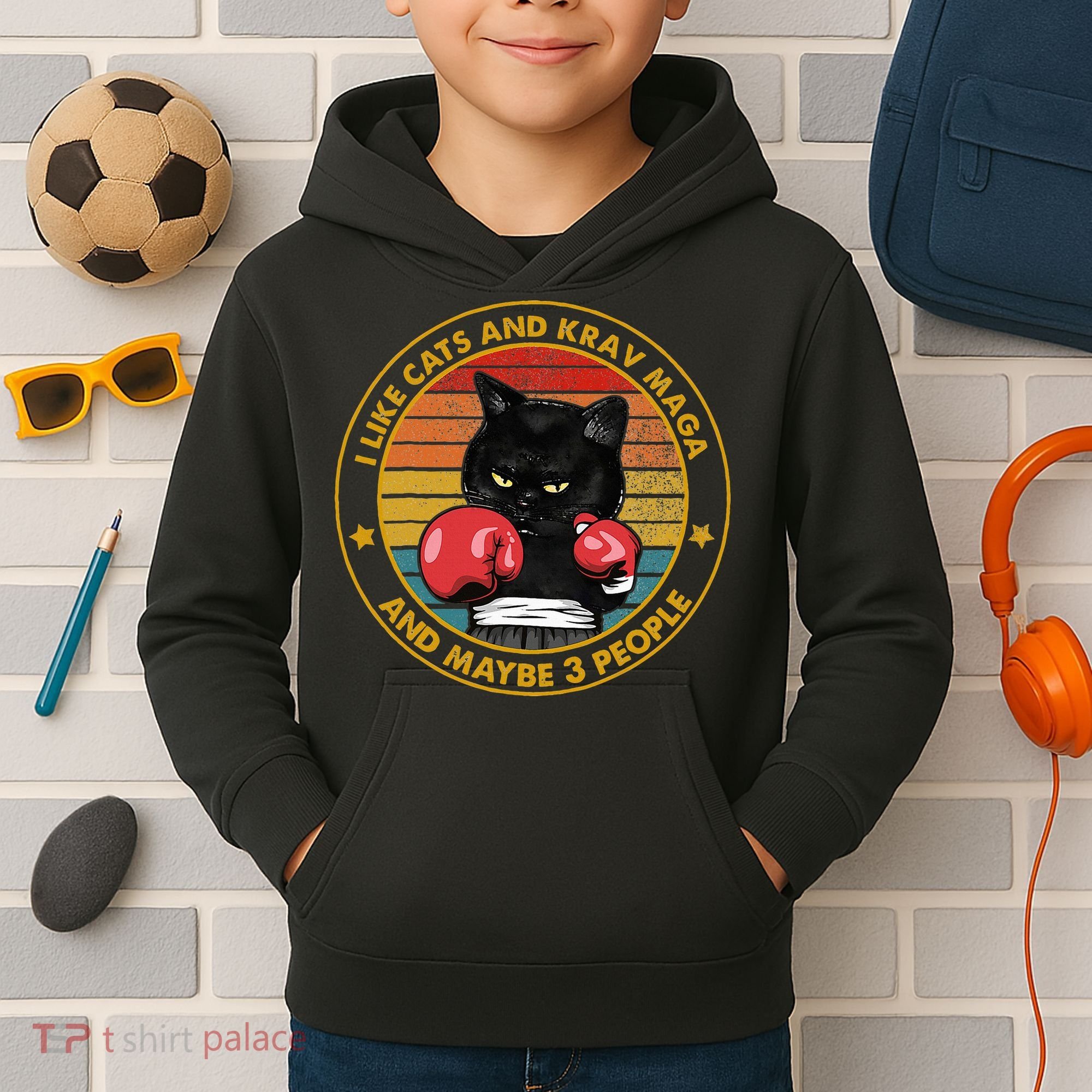 Krav Maga Cat Martial Arts Israel Defense Forces Kids Hoodie