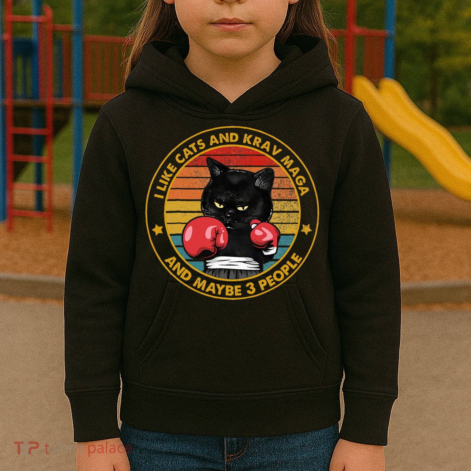 Krav Maga Cat Martial Arts Israel Defense Forces Kids Hoodie