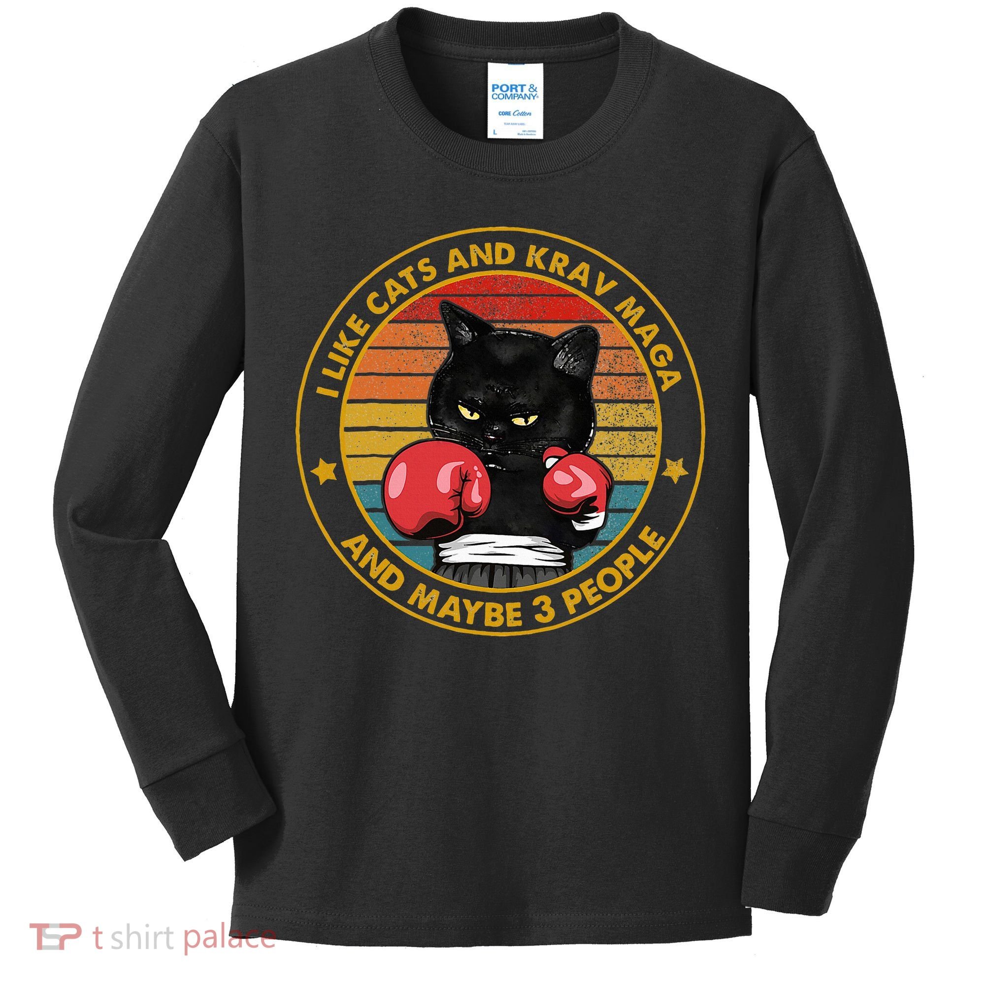 Krav Maga Cat Martial Arts Israel Defense Forces Kids Long Sleeve Shirt
