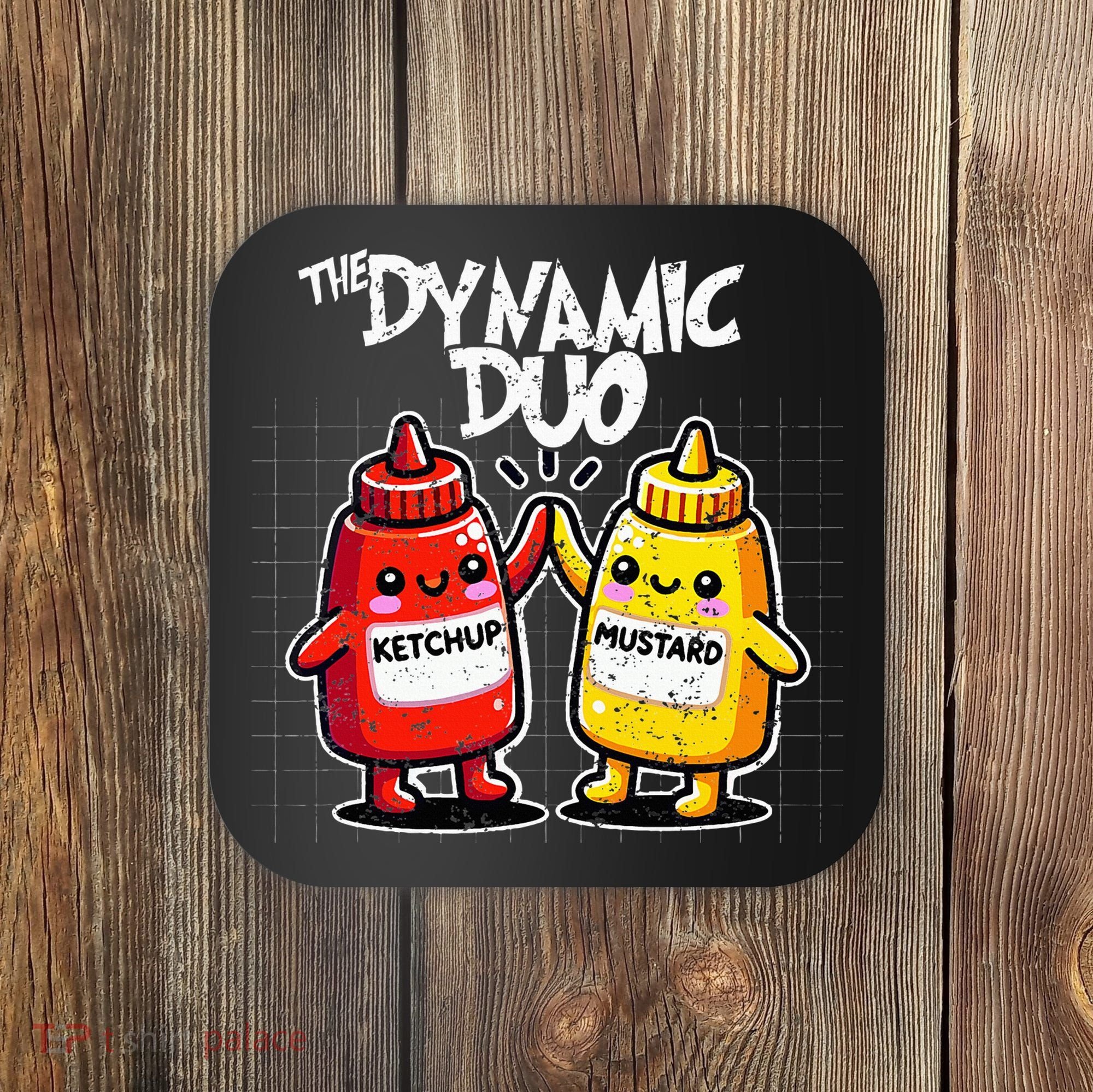 K.E.T..C.H.Up.. Mustard Dynamic Duo Best Friends Coaster