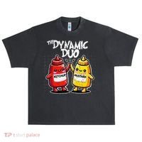 K.E.T..C.H.Up.. Mustard Dynamic Duo Best Friends Urban Oversized Heavyweight T-Shirt thumb 0