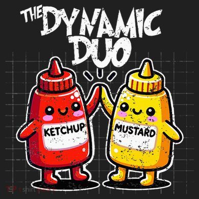 K.E.T..C.H.Up.. Mustard Dynamic Duo Best Friends Urban Oversized Heavyweight T-Shirt