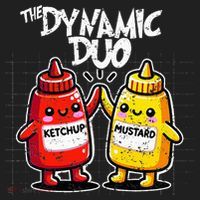 K.E.T..C.H.Up.. Mustard Dynamic Duo Best Friends Urban Oversized Heavyweight T-Shirt thumb 2