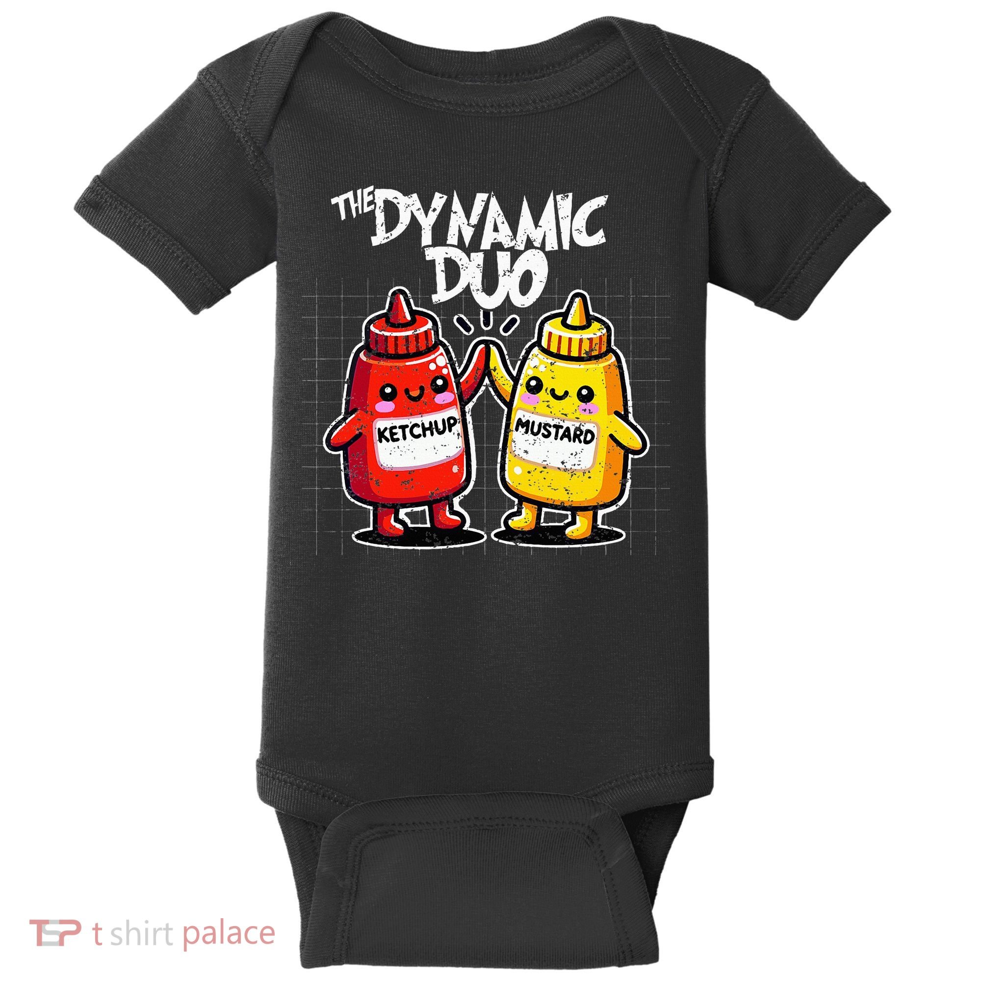 K.E.T..C.H.Up.. Mustard Dynamic Duo Best Friends Baby Bodysuit