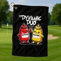 K.E.T..C.H.Up.. Mustard Dynamic Duo Best Friends Golf Towel thumb 1