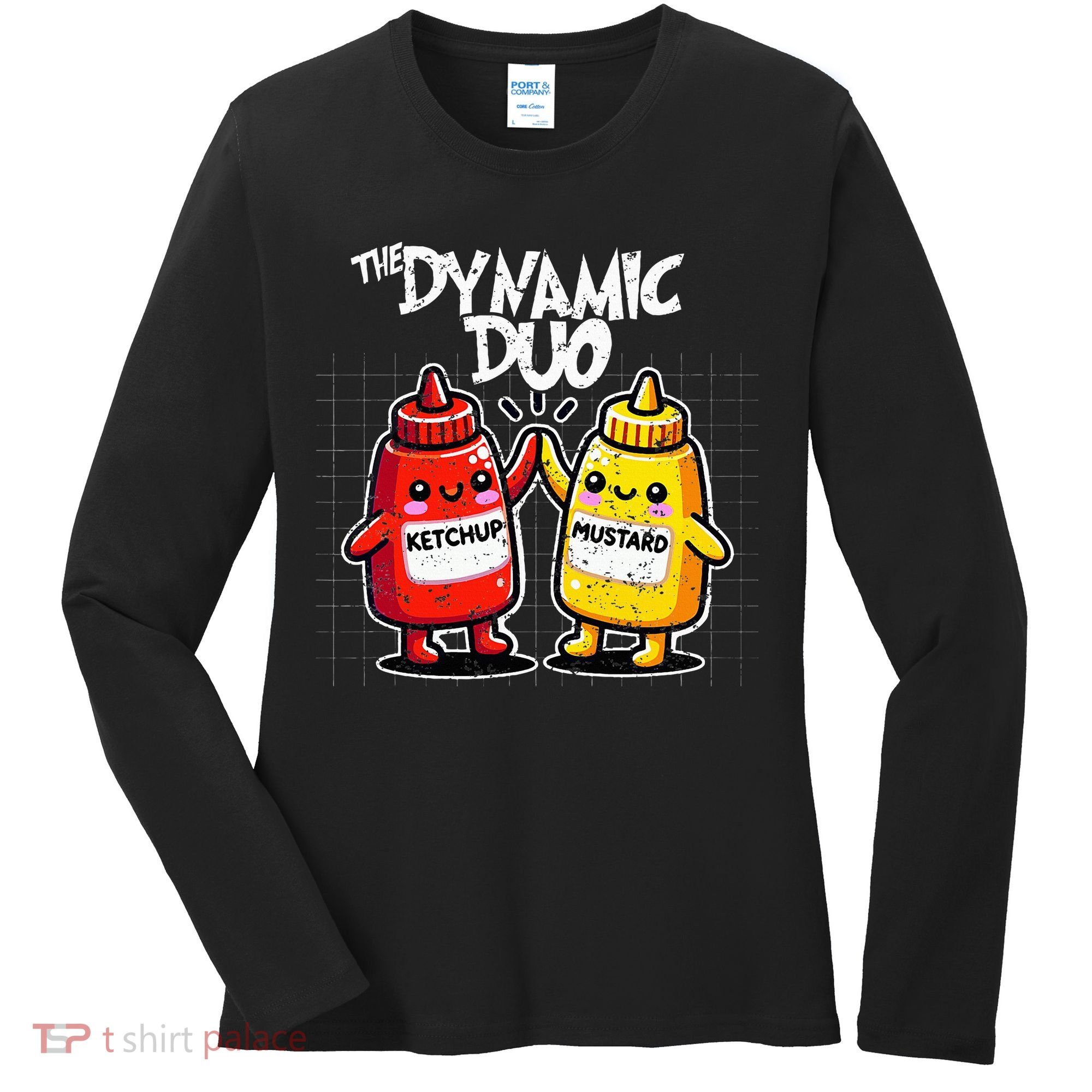 K.E.T..C.H.Up.. Mustard Dynamic Duo Best Friends Women's Long Sleeve Shirt