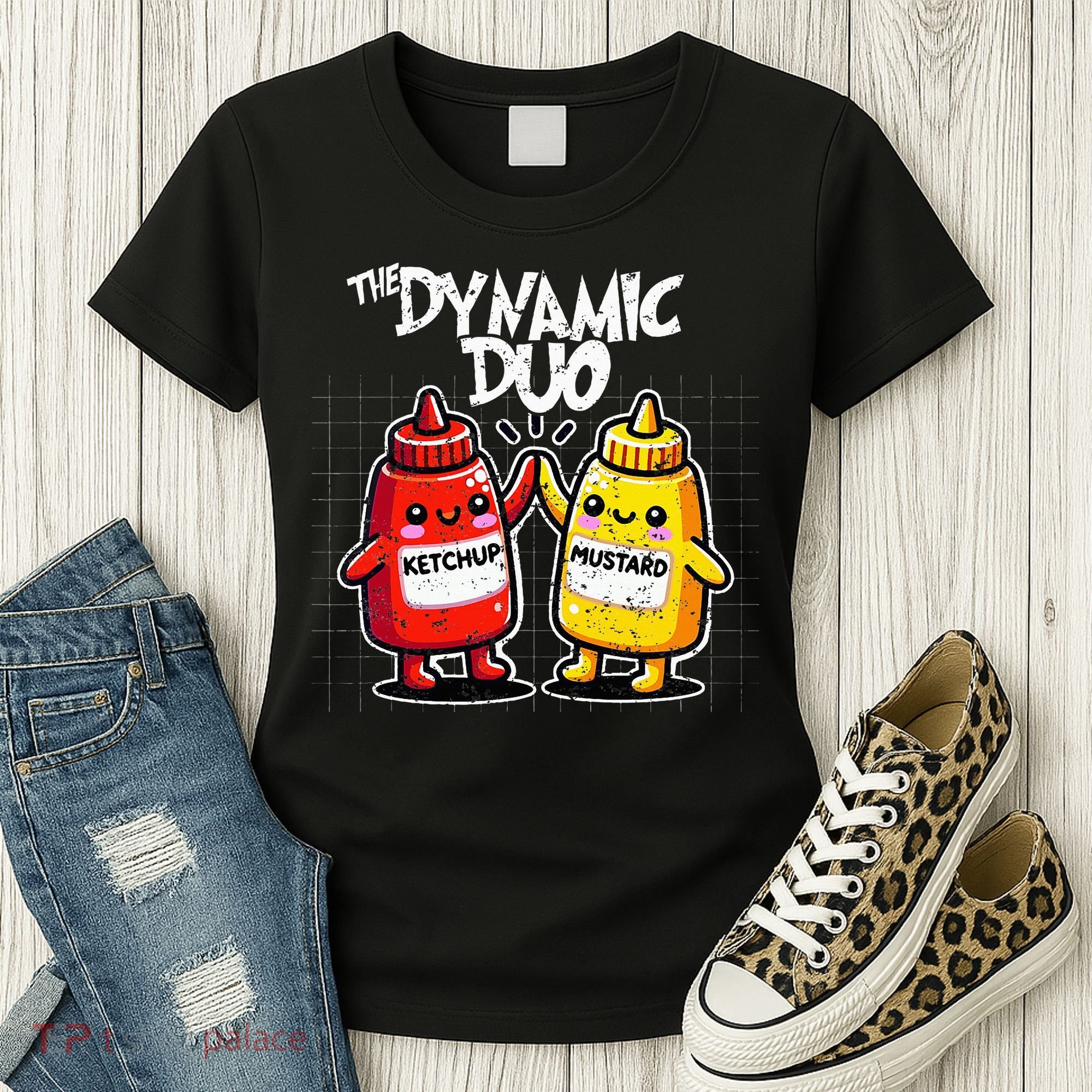 K.E.T..C.H.Up.. Mustard Dynamic Duo Best Friends Women's T-Shirt