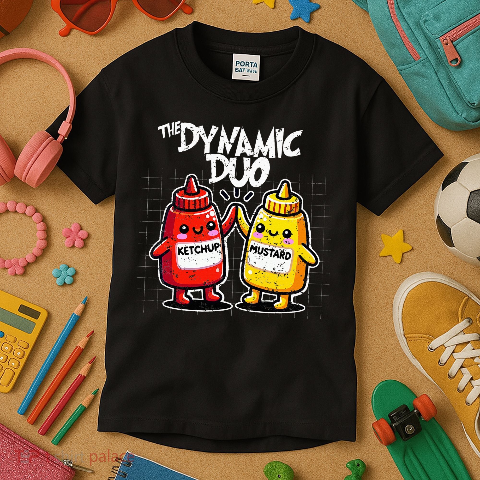 K.E.T..C.H.Up.. Mustard Dynamic Duo Best Friends Kids T-Shirt