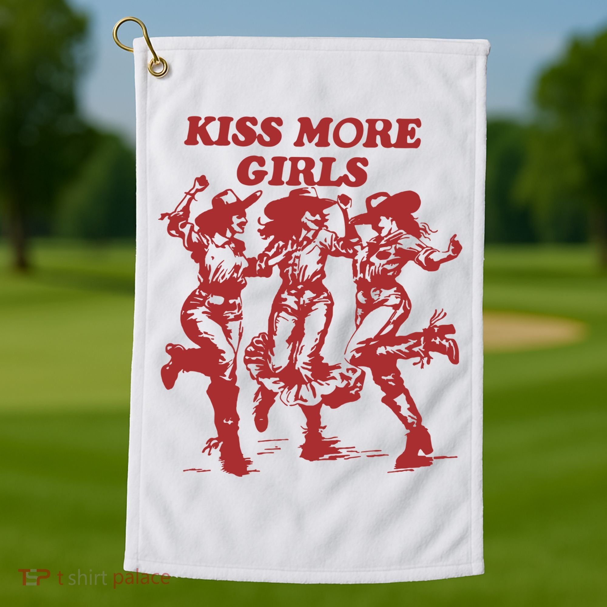 Kiss More Girl Funny Lesbian Bisexual Pride Golf Towel