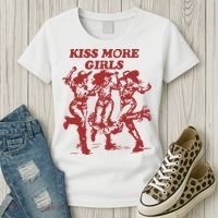 Kiss More Girl Funny Lesbian Bisexual Pride Women's T-Shirt thumb 3