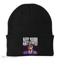 Keep Mardi Gras Great Trump Mardi Gras 2025 Flag Usa Funny Beanie thumb 0