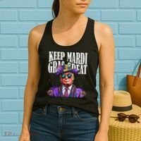 Keep Mardi Gras Great Trump Mardi Gras 2025 Flag Usa Funny Women's Tank Top thumb 2