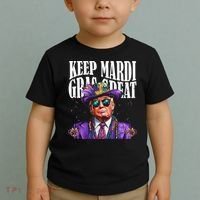 Keep Mardi Gras Great Trump Mardi Gras 2025 Flag Usa Funny Toddler T-Shirt thumb 2