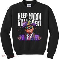 Keep Mardi Gras Great Trump Mardi Gras 2025 Flag Usa Funny Kids Sweatshirt thumb 0