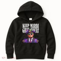 Keep Mardi Gras Great Trump Mardi Gras 2025 Flag Usa Funny Kids Hoodie thumb 0