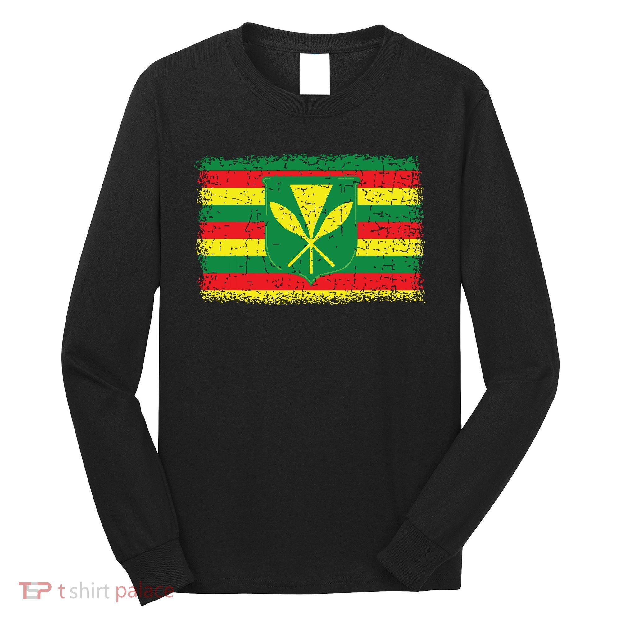 Kanaka Maoli Hawaiian Flag Pride Distressed Sovereign Gifts Long Sleeve Shirt