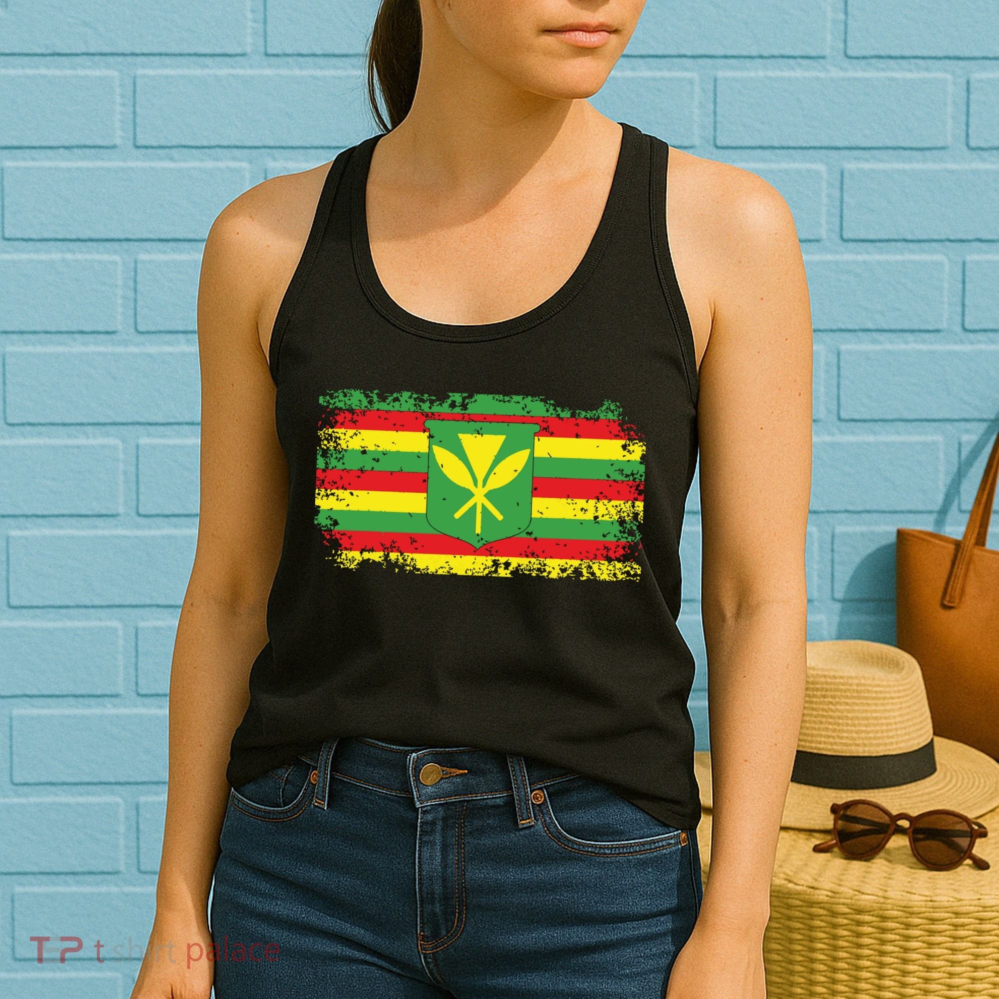 Kanaka Maoli Hawaiian Flag Pride Distressed Sovereign Gifts Women's Tank Top