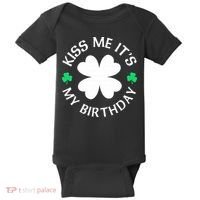 Kiss Me It's My Birthday St Patricks Day Baby Bodysuit thumb 0