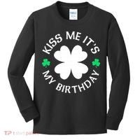 Kiss Me It's My Birthday St Patricks Day Kids Long Sleeve Shirt thumb 0