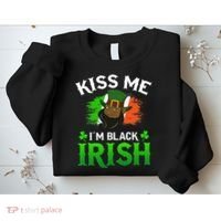 Kissing Me I'm Black Irish Ireland Flag St Patricks Day Sweatshirt thumb 2