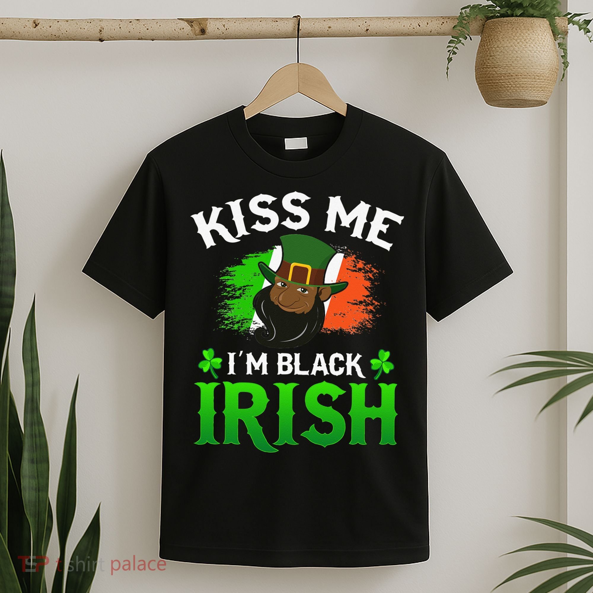 Kissing Me I'm Black Irish Ireland Flag St Patricks Day T-Shirt