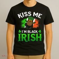 Kissing Me I'm Black Irish Ireland Flag St Patricks Day T-Shirt thumb 3