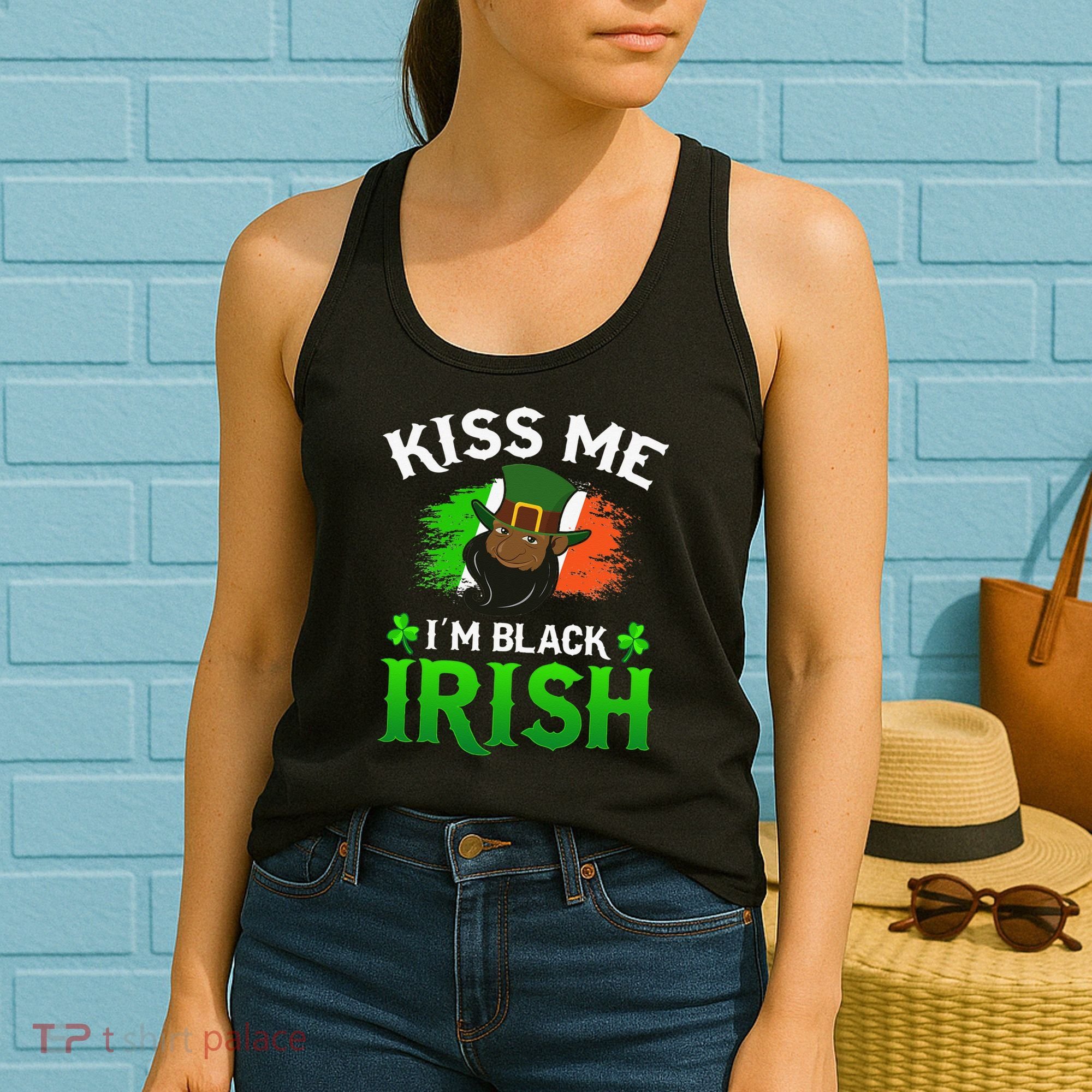 Kissing Me I'm Black Irish Ireland Flag St Patricks Day Women's Tank Top