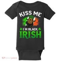Kissing Me I'm Black Irish Ireland Flag St Patricks Day Baby Bodysuit thumb 0