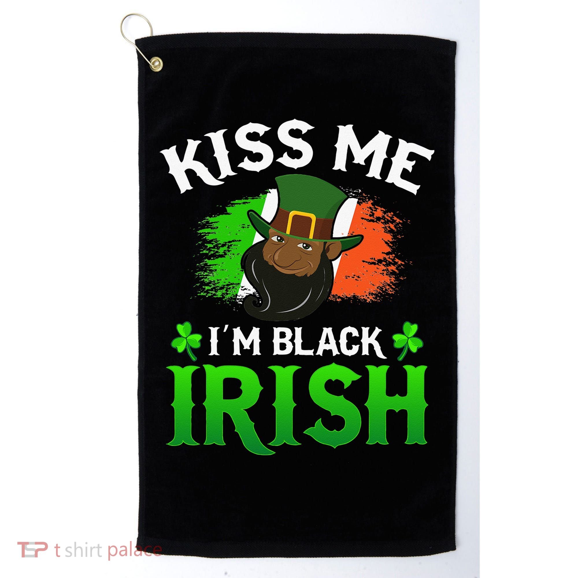 Kissing Me I'm Black Irish Ireland Flag St Patricks Day Golf Towel