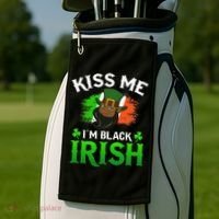 Kissing Me I'm Black Irish Ireland Flag St Patricks Day Golf Towel thumb 2