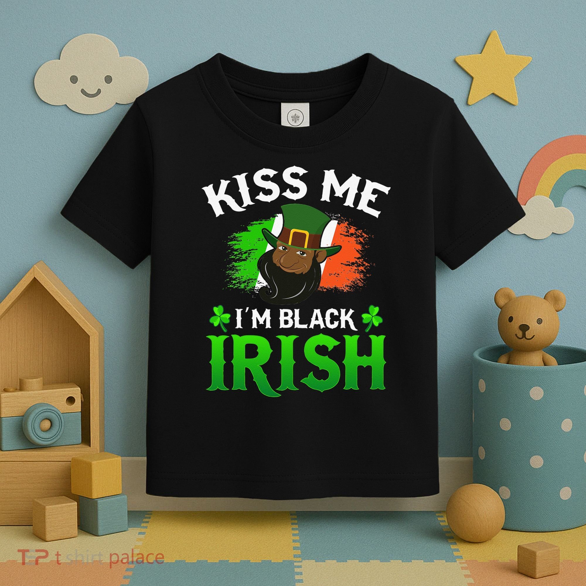 Kissing Me I'm Black Irish Ireland Flag St Patricks Day Toddler T-Shirt