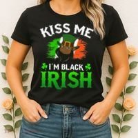 Kissing Me I'm Black Irish Ireland Flag St Patricks Day Women's T-Shirt thumb 2