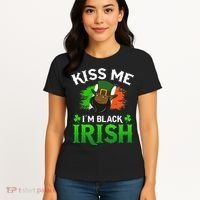 Kissing Me I'm Black Irish Ireland Flag St Patricks Day Women's T-Shirt thumb 4