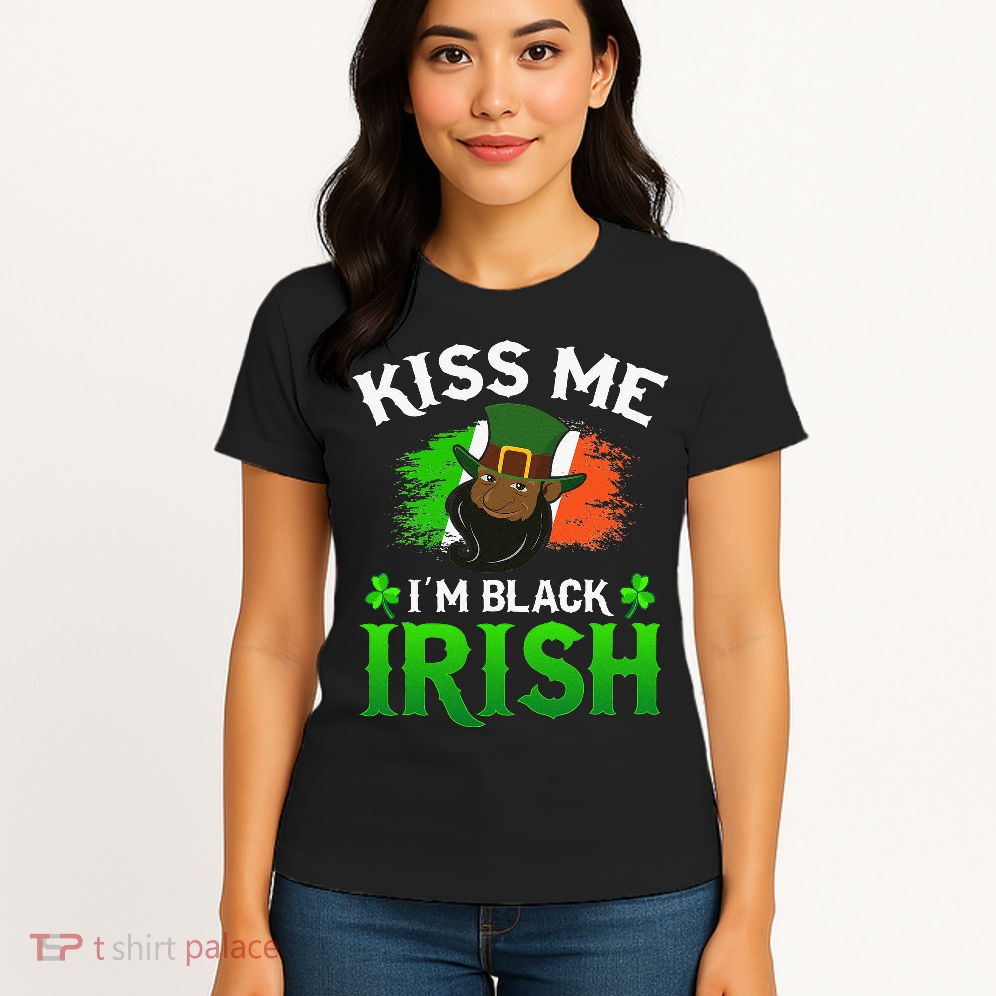 Kissing Me I'm Black Irish Ireland Flag St Patricks Day Women's T-Shirt