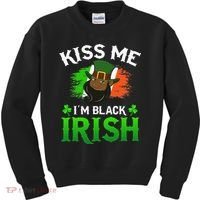 Kissing Me I'm Black Irish Ireland Flag St Patricks Day Kids Sweatshirt thumb 0
